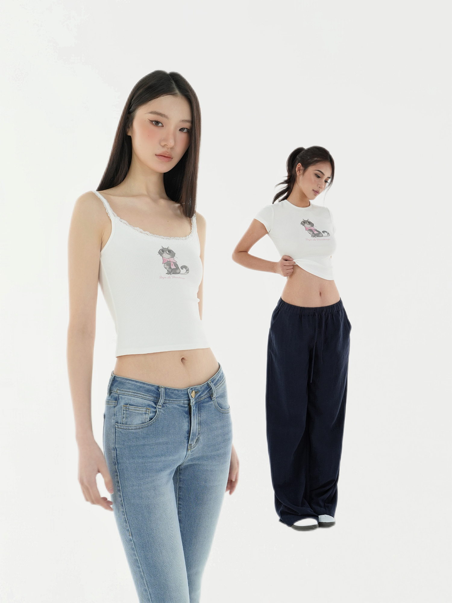 Vintage Cat Print Slim Fit T-Shirt Tank Top - Retro 90s Style, Casual Summer Wear, Trendy Y2K Fashion Vintage Cat Print Slim Fit T-Shirt Tank Top - Retro 90s Style, Casual Summer Wear, Trendy Y2K Fashion