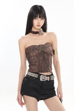 Vintage Chic Desert Tube Top for Women - 2024 Early Spring Y2K Style Sweet Cool Vest