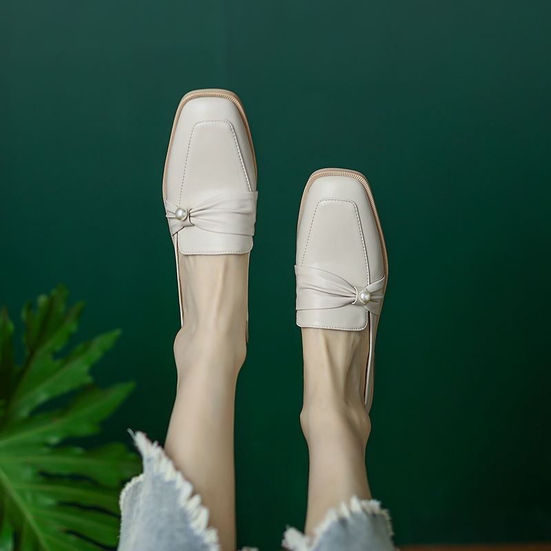 Vintage Chunky Mid-Heel Pearl Bow Single Shoes for Women - 2025 Genuine Leather Square-Toe Design, Stylish and Sophisticated Vintage Chunky Mid-Heel Pearl Bow Single Shoes for Women - 2025 Genuine Leather Square-Toe Design, Stylish and Sophisticated