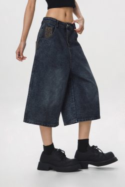 Vintage Cowboy Cropped Pants for Women - 2025 Summer Loose Straight Wide-Leg Trousers in American Style