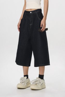 Vintage Cowboy Cropped Pants for Women - 2025 Summer Loose Straight Wide-Leg Trousers in American Style