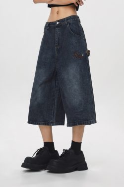 Vintage Cowboy Cropped Pants for Women - 2025 Summer Loose Straight Wide-Leg Trousers in American Style