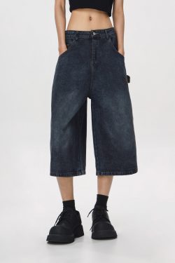 Vintage Cowboy Cropped Pants for Women - 2025 Summer Loose Straight Wide-Leg Trousers in American Style