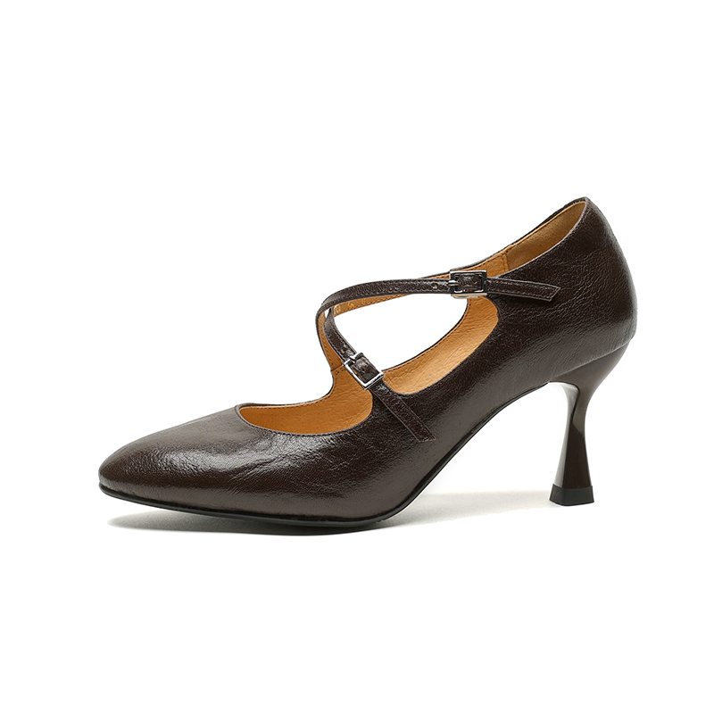 Vintage Cross-Strap Thin-Heeled High Heels for Women - 2025 Spring Summer Shallow Mouth Wine Red Shoes Vintage Cross-Strap Thin-Heeled High Heels for Women - 2025 Spring Summer Shallow Mouth Wine Red Shoes