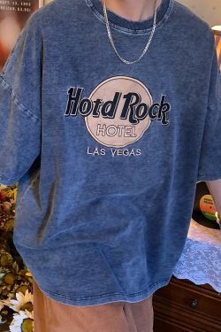 Vintage Denim Rock Style Loose Short Sleeve T-Shirt for Summer 2024 - Handmade Wash-Worn Casual Look