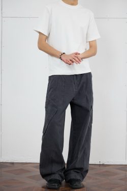 Vintage Distressed Loose-Fit Work Pants for Men - Wide Straight-Leg Trousers in American Casual Style