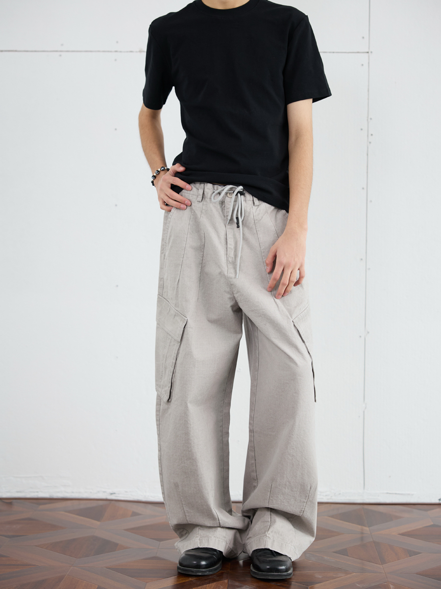 Vintage Distressed Loose-Fit Work Pants for Men - Wide Straight-Leg Trousers in American Casual Style Vintage Distressed Loose-Fit Work Pants for Men - Wide Straight-Leg Trousers in American Casual Style