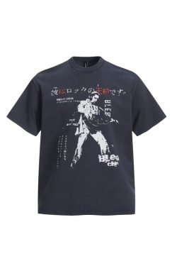 Vintage Distressed Short-Sleeve T-Shirt for Men & Women - Casual Hip-Hop Street Style Tee, Retro American Aesthetic