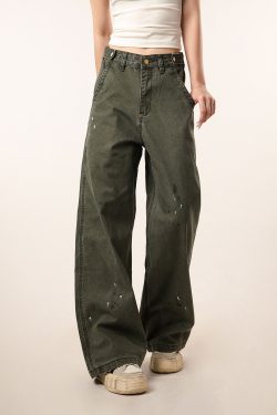 Vintage Distressed Straight Leg Work Pants for Women - Flared Casual Slim Fit Trousers for Men - Retro Beer Captain Style