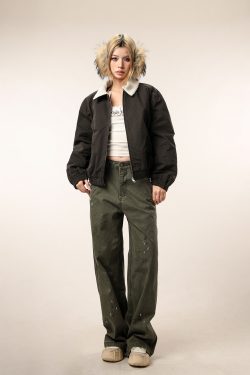 Vintage Distressed Straight Leg Work Pants for Women - Flared Casual Slim Fit Trousers for Men - Retro Beer Captain Style