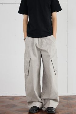 Vintage Distressed Wide-Leg Trousers for Men - 2025 Curved Knife Casual Pants, Loose Heavyweight Workwear Style