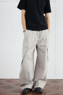 Vintage Distressed Wide-Leg Trousers for Men - 2025 Curved Knife Casual Pants, Loose Heavyweight Workwear Style