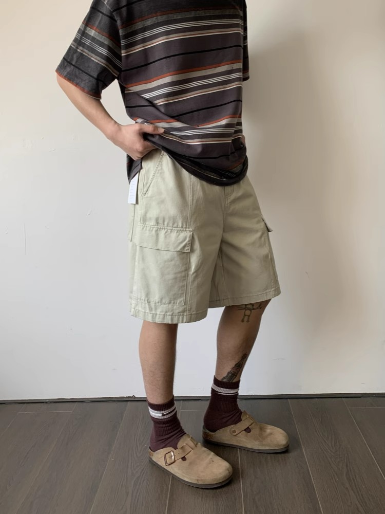 Vintage Distressed Work Shorts with Large Pockets for Men and Women - Summer High Street Casual Five-Point Versatile Style Vintage Distressed Work Shorts with Large Pockets for Men and Women - Summer High Street Casual Five-Point Versatile Style