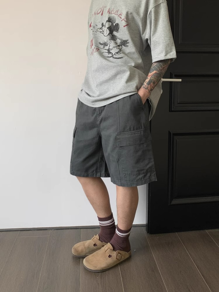 Vintage Distressed Work Shorts with Large Pockets for Men and Women - Summer High Street Casual Five-Point Versatile Style Vintage Distressed Work Shorts with Large Pockets for Men and Women - Summer High Street Casual Five-Point Versatile Style