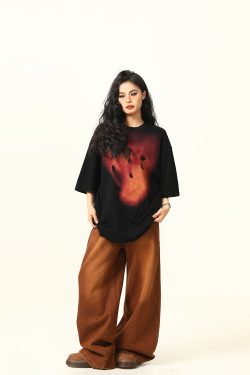 Vintage Fireworks Print Short Sleeve T-Shirt for Men and Women, Loose Fit Unisex Top, Retro American Style