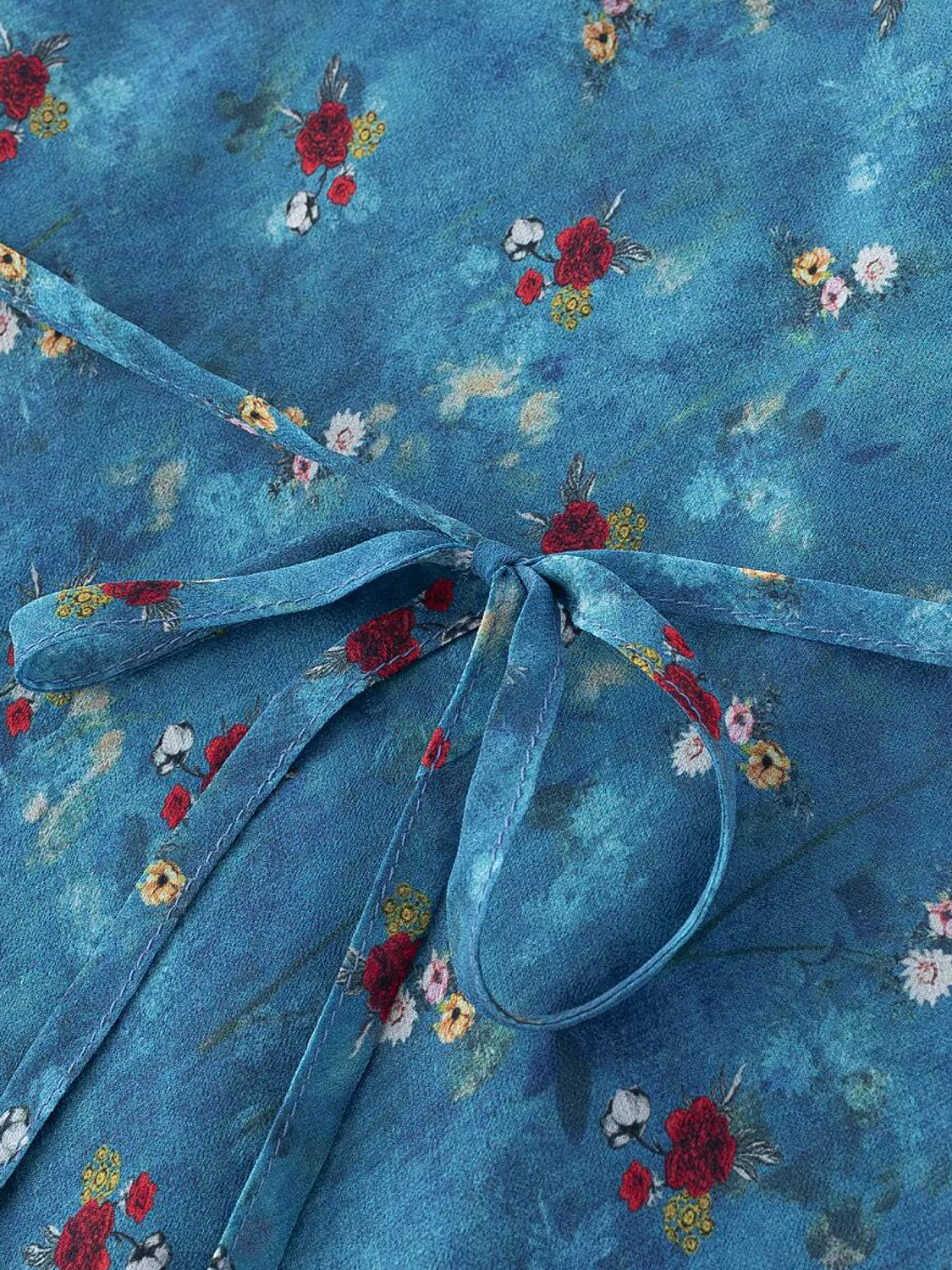 Vintage Floral Blue Dress for Women - Waist-Defined Summer Vacation Style - 2025 French Inspired Long Dress Vintage Floral Blue Dress for Women - Waist-Defined Summer Vacation Style - 2025 French Inspired Long Dress