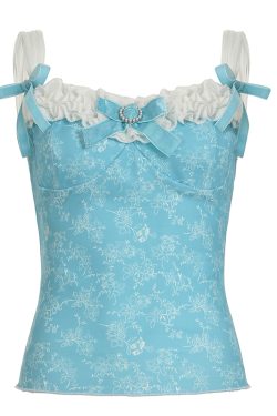 Vintage Floral Butterfly Strap Lace Trim Vest Camisole - Women's Backless Summer Top in French Style