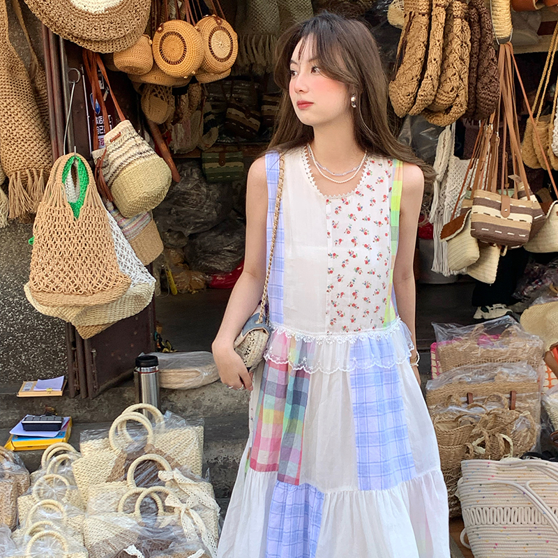 Vintage Floral Linen Short Sleeve Dress for Women - Retro Summer Vacation Tank Dress, Boho Chic Style Vintage Floral Linen Short Sleeve Dress for Women - Retro Summer Vacation Tank Dress, Boho Chic Style