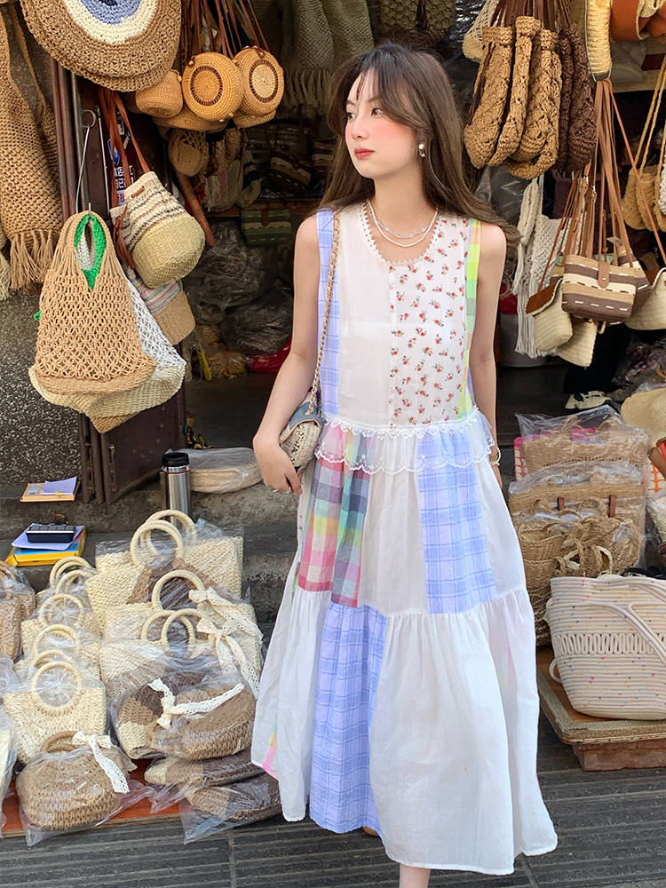 Vintage Floral Linen Short Sleeve Dress for Women - Retro Summer Vacation Tank Dress, Boho Chic Style Vintage Floral Linen Short Sleeve Dress for Women - Retro Summer Vacation Tank Dress, Boho Chic Style