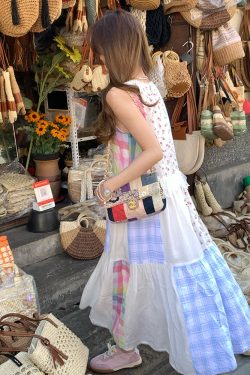 Vintage Floral Linen Short Sleeve Dress for Women - Retro Summer Vacation Tank Dress, Boho Chic Style