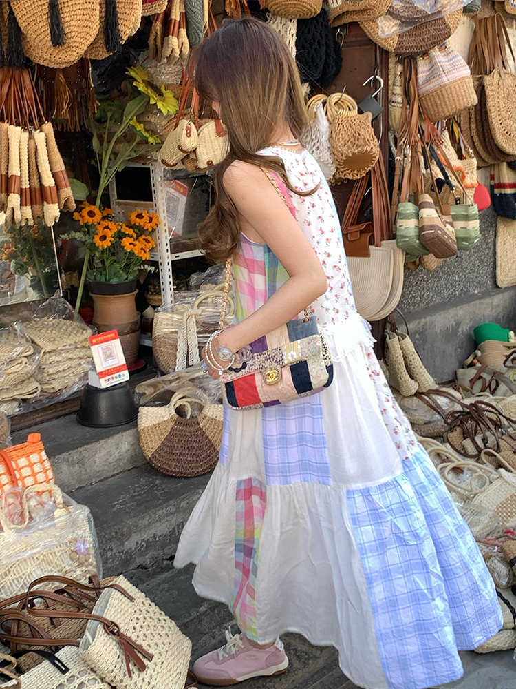 Vintage Floral Linen Short Sleeve Dress for Women - Retro Summer Vacation Tank Dress, Boho Chic Style Vintage Floral Linen Short Sleeve Dress for Women - Retro Summer Vacation Tank Dress, Boho Chic Style