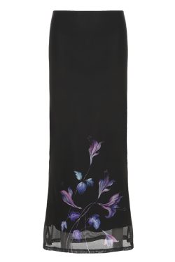 Vintage Floral Print Half-Length Skirt - Women's Low-Waist Straight Fishtail Skirt in Chinese Style, Perfect for Y2K and Retro Looks