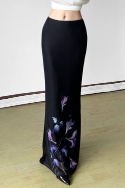 Vintage Floral Print Half-Length Skirt - Women's Low-Waist Straight Fishtail Skirt in Chinese Style, Perfect for Y2K and Retro Looks