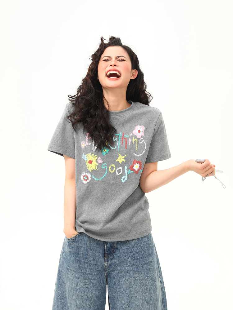 Vintage Floral Print Women's Shoulder T-Shirt, Slightly Loose Fit, Slimming Short Sleeves, Trendy Y2K Style Top for Women Vintage Floral Print Women's Shoulder T-Shirt, Slightly Loose Fit, Slimming Short Sleeves, Trendy Y2K Style Top for Women