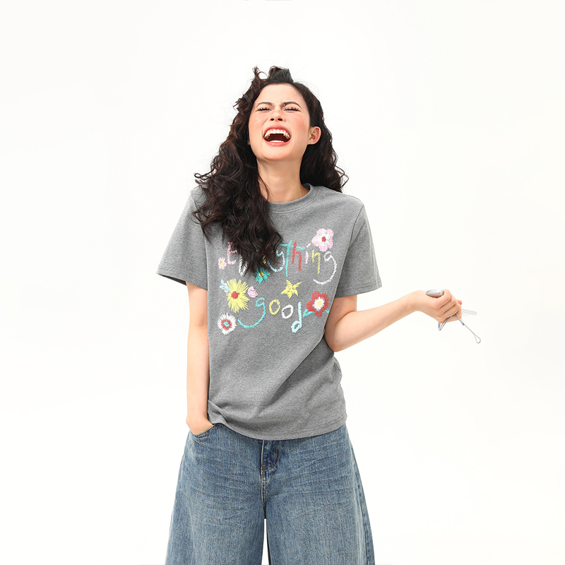 Vintage Floral Print Women's Shoulder T-Shirt, Slightly Loose Fit, Slimming Short Sleeves, Trendy Y2K Style Top for Women Vintage Floral Print Women's Shoulder T-Shirt, Slightly Loose Fit, Slimming Short Sleeves, Trendy Y2K Style Top for Women