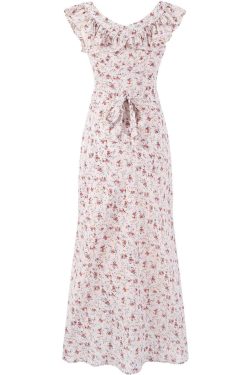 Vintage Floral Ruffle Tea Dress for Women - 2025 Summer Vacation Style, French Design, Perfect for 90s and Y2K Fashion Lovers