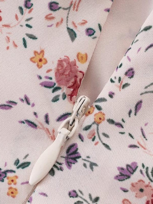 Vintage Floral Ruffle Tea Dress for Women - 2025 Summer Vacation Style, French Design, Perfect for 90s and Y2K Fashion Lovers Vintage Floral Ruffle Tea Dress for Women - 2025 Summer Vacation Style, French Design, Perfect for 90s and Y2K Fashion Lovers