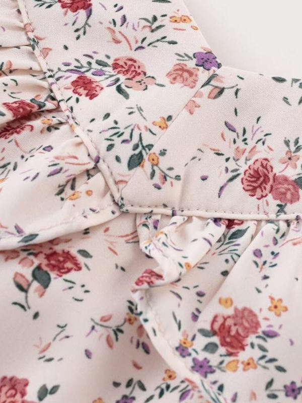 Vintage Floral Ruffle Tea Dress for Women - 2025 Summer Vacation Style, French Design, Perfect for 90s and Y2K Fashion Lovers Vintage Floral Ruffle Tea Dress for Women - 2025 Summer Vacation Style, French Design, Perfect for 90s and Y2K Fashion Lovers