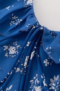 Vintage Floral Ruffle Tie V-Neck Long Dress - Slim Fit Summer Vacation Style 2025 Women's Fashion