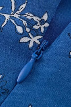 Vintage Floral Ruffle Tie V-Neck Long Dress - Slim Fit Summer Vacation Style 2025 Women's Fashion