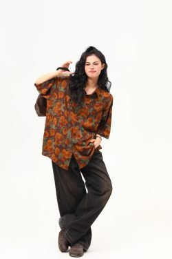 Vintage Floral Short Sleeve Shirt for Women - Retro Loose Fit Summer Top, Trendy Personality Style, 90s Inspired Fashion