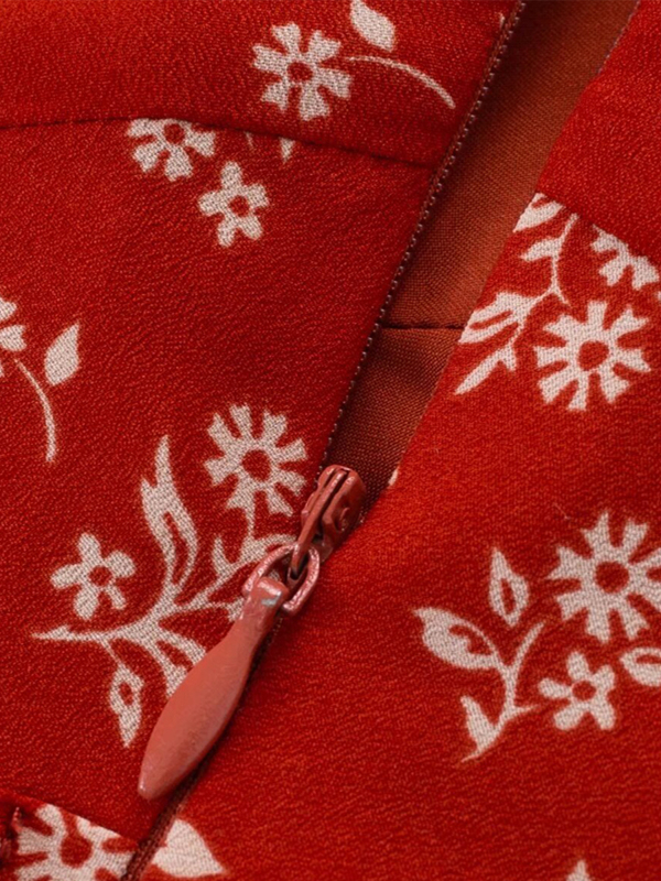 Vintage Floral Waist-Tied V-Neck Puff Sleeve Dress for Women - Long Skirt, 90s Inspired, French Style Vintage Floral Waist-Tied V-Neck Puff Sleeve Dress for Women - Long Skirt, 90s Inspired, French Style