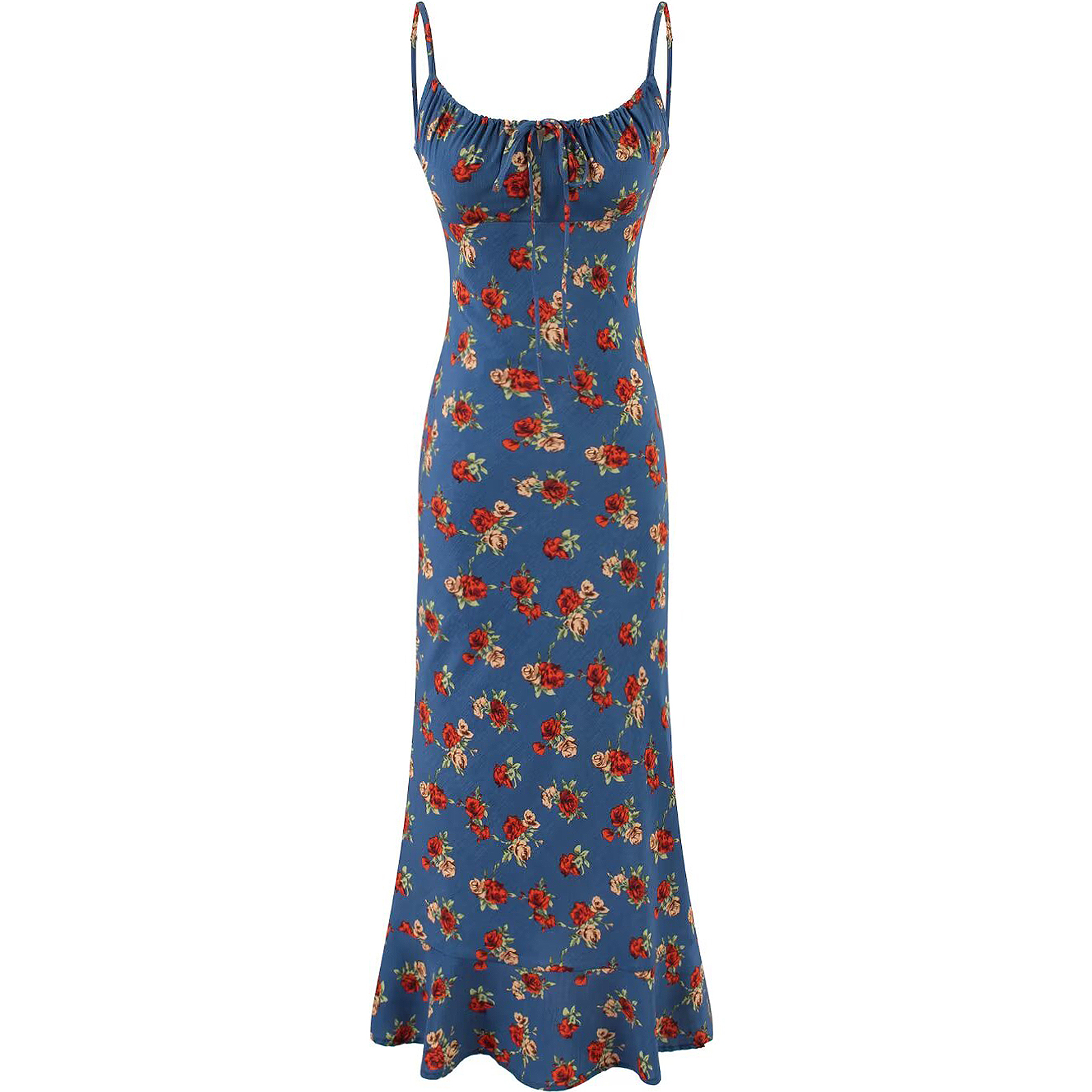 Vintage French Blue Printed Cami Dress for Women - 2025 Summer Resort Long Dress - Boho Style, Casual, Elegant Fashion Vintage French Blue Printed Cami Dress for Women - 2025 Summer Resort Long Dress - Boho Style, Casual, Elegant Fashion