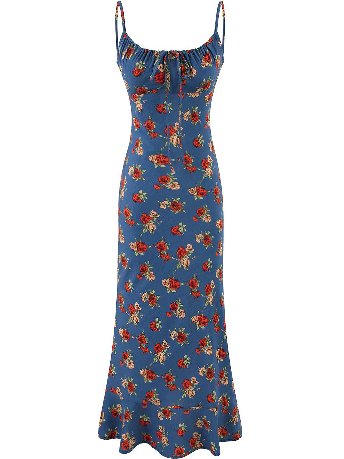 Vintage French Blue Printed Cami Dress for Women - 2025 Summer Resort Long Dress - Boho Style, Casual, Elegant Fashion Vintage French Blue Printed Cami Dress for Women - 2025 Summer Resort Long Dress - Boho Style, Casual, Elegant Fashion