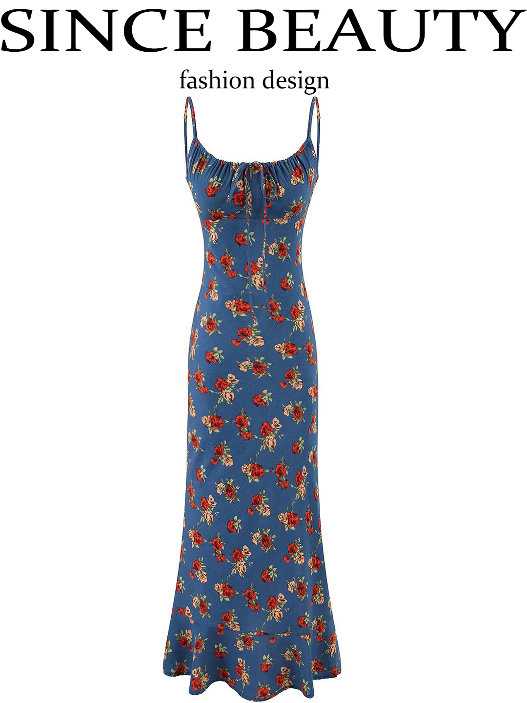 Vintage French Blue Printed Cami Dress for Women - 2025 Summer Resort Long Dress - Boho Style, Casual, Elegant Fashion Vintage French Blue Printed Cami Dress for Women - 2025 Summer Resort Long Dress - Boho Style, Casual, Elegant Fashion