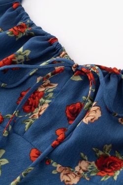 Vintage French Blue Printed Cami Dress for Women - 2025 Summer Resort Long Dress - Boho Style, Casual, Elegant Fashion