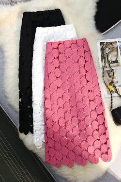 Vintage French Hollow-Out Tassel Midi Skirt with 3D Lace Polka Dots – Elegant Boho Style for Effortless Chic Looks