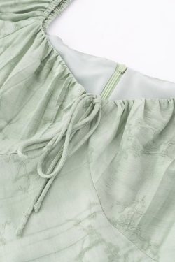 Vintage French Jacquard Square Neck Asymmetrical Long Dress for Women - Elegant Summer Fashion 2025