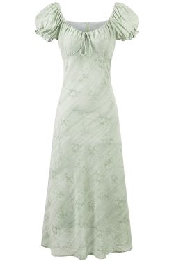 Vintage French Jacquard Square Neck Asymmetrical Long Dress for Women - Elegant Summer Fashion 2025