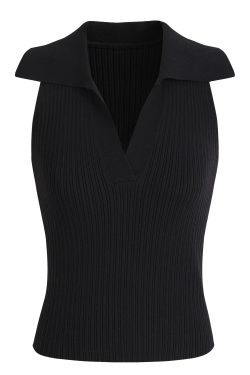 Vintage French Knitted V-Neck Red Sleeveless Halter Top - 2025 Early Spring Korean Style Women's Fashion