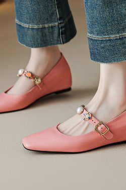 Vintage French One-Strap Square-Toe Flat Mary Jane Shoes for Women - Italian Style, Chic and Timeless Fashion Footwear