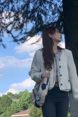 Vintage French Retro Suit Women's Spring Autumn Jacket and Skirt Two-Piece Set - Chic 90s Inspired Fashion