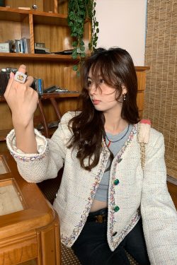 Vintage French Retro Suit Women's Spring Autumn Jacket and Skirt Two-Piece Set - Chic 90s Inspired Fashion