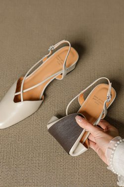 Vintage French Style Genuine Leather Mid-Heel Sandals for Women - Sweet Cross Strap Design, Slimming Fashion Footwear