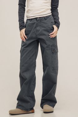 Vintage Gray Lumberjack Overalls for Men and Women - Casual Straight Loose Slightly Flared Pants - 90s American Style