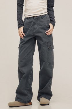 Vintage Gray Lumberjack Overalls for Men and Women - Casual Straight Loose Slightly Flared Pants - 90s American Style